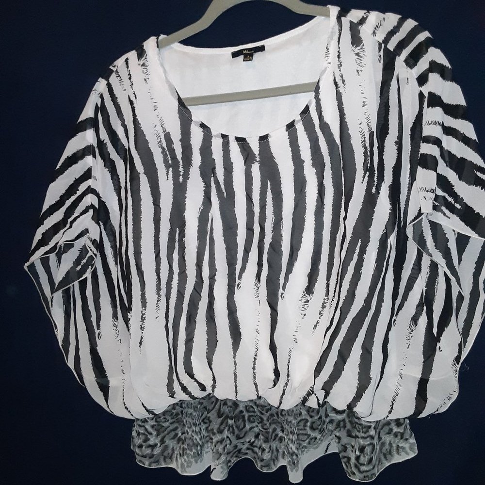 Women's Med Zebra Caped Blouse